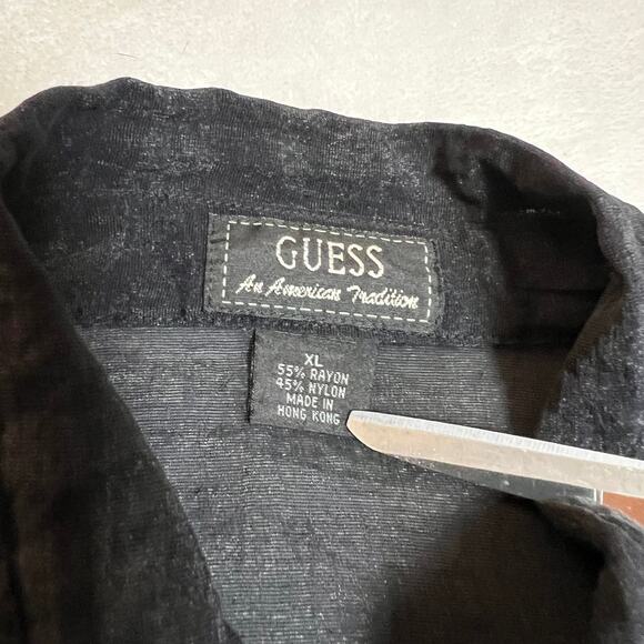 Vintage GUESS Ruffle Trim Button Up Shirt Size XL Semi Sheer Minimalist Y2K 90s - Picture 4 of 8